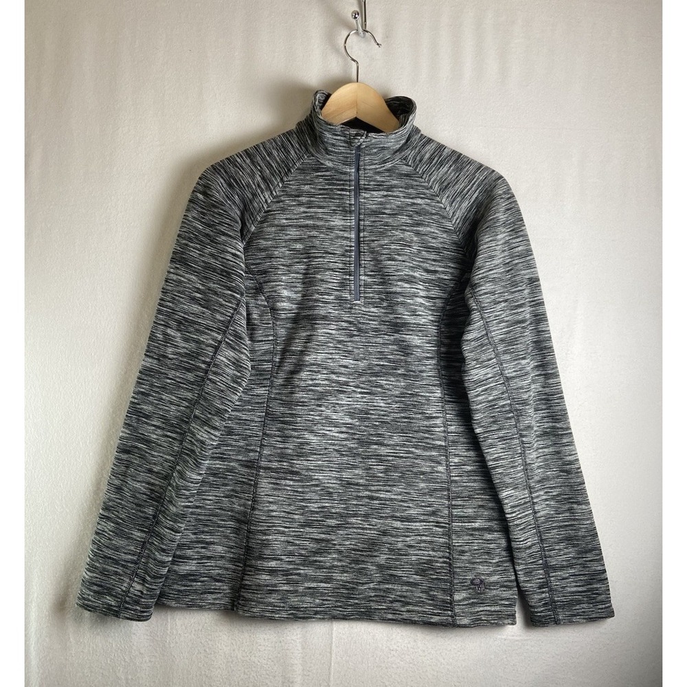 Mountain Hardwear Women's Gray Striped 1/4 Zip Fleece Sweater Size Medium